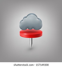 Red pin icon weather. Cloud