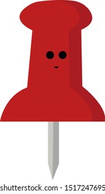 Red pin, illustration, vector on white background.