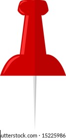 Red pin, illustration, vector on white background.