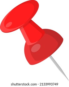 Red pin, illustration, vector on a white background.