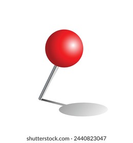Red pin isolated on white background