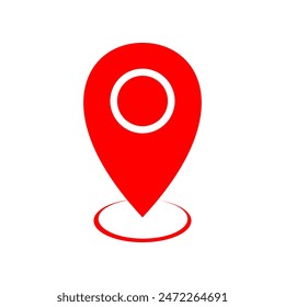 Red pin location icon, flat design map position
