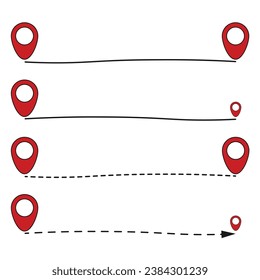 Red pin location icon. Hand drawn sketch style place maker, location pin, gps point pictogram. Vector illustration