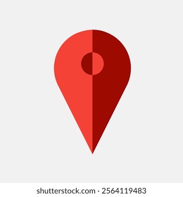 Red Pin Location Mark icon vector on isolated background, clip art, sticker, GPS marker symbol. 