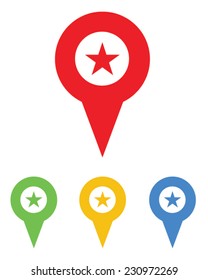 Red Pin Locator Icons - Vector