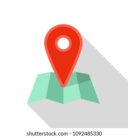 Red pin map icon. Flat illustration of red pin map vector icon for web design