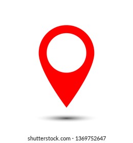 Red pin map icon isolated on white background. Vector illustration.