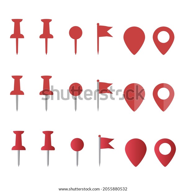 Red Pin Map Marker Icon Set Stock Vector (Royalty Free) 2055880532 ...