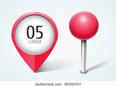 Red pin / Map pointer / Location  icon. Concept of route, landmark, adventure, explore. Vector illustration.