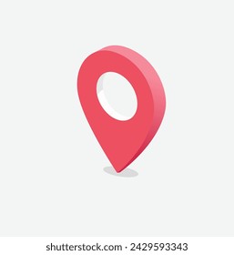 Red pin for maps and navigation systems to mark current location. Icon design in perspective. Vector illustration.	
