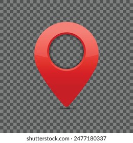 Red pin for maps and navigation systems to mark current location. User Interface icon design. Vector illustration.