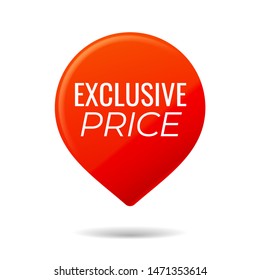 Red Pin on white background. Exclusive price