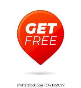 Red Pin on white background, get free - Vector Illustration