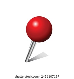 Red pin on white background