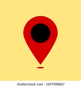 red pin point icon isolated on yellow background. vector illustration