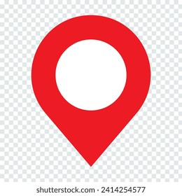 punto de anclaje rojo. símbolo del puntero de la ubicación del mapa.símbolo del icono del pin de ubicación aislado en el fondo transparente, icono del mapa.icono del pin de ubicación ilustración vectorial plana 