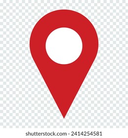 red pin point. map address location pointer symbol.location pin icon symbol sign isolated on transparent background, map icon.Location pin icon flat vector illustration 