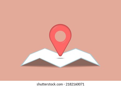 Red pin pointed on map for location searching concept vector design.