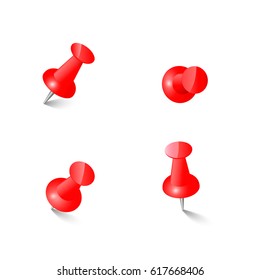 red pin realistic set office pin 