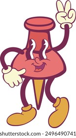 Red pin retro groovy mascot