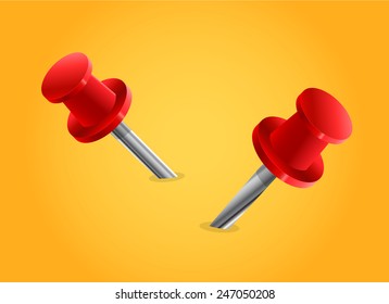 red pin vector in yellow background, red pin vector