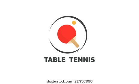 Red ping pong bats and orange ping pong balls logo .isolated on white background   ,Vector illustration EPS 10