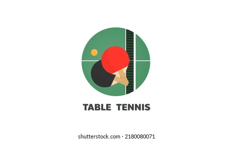 Red ping pong bats and orange ping pong balls logo .isolated on white background   ,Vector illustration EPS 10