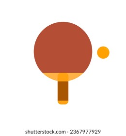 Red ping pong racket and ball sports vector on white background.