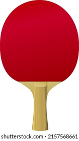 Raqueta roja de ping pong aislada en un fondo blanco (cortada)