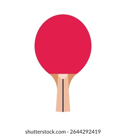Red ping pong racket isolated on white background. Flat illustration of paddle for table tennis. Vector illustration.