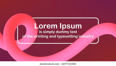 Red Pink Abstract Background with Fluid Curve and Editable Text for Web page Banner Template