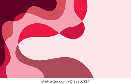 red and pink abstract background with wavy lines and spots. Vector illustration.