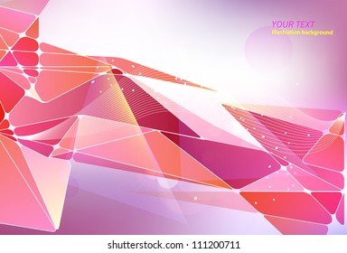 Banner de tiángulo abstracto rojo y rosa