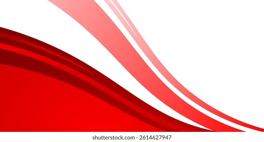 Red and pink abstract wave vector background with smooth flowing curves blending into a white upper space, ideal for modern designs or presentations.