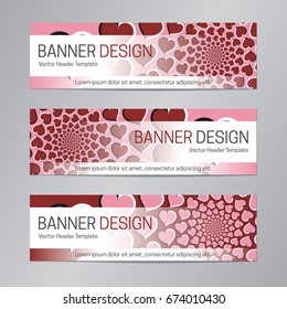 Red pink banner design. Abstract web header template.