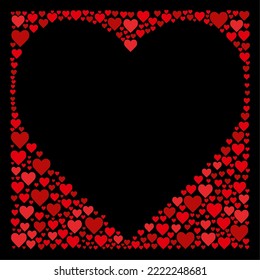 Red, pink and black heart background color with stripe line shape. Hearts, Valentines day, love. Suitable for social media post and web. Frame, boarder for text, picture, advertisement. Empty space. 