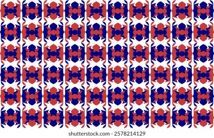 red pink and blue chain link horizontal abstract background with seamless repeat as bead curtain pattern, replete image design for fabric printing