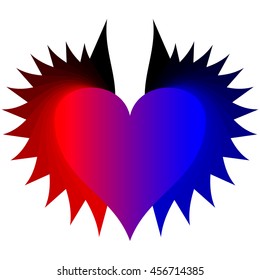 red pink and blue devilish heart number 3