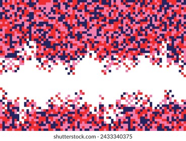 Red, pink and blue pixel abstract mosaic background. Vector graphic.
