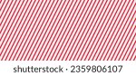 Red and pink Christmas seamless pattern. Candy cane diagonal stripes background. Repeating decoration wallpaper. Winter holidays lines backdrop. Xmas peppermint present wrapping print design. Vector