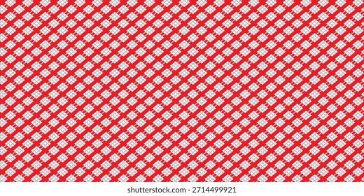 Red and pink Christmas seamless pattern. Candy cane diagonal stripes background. Repeating decoration wallpaper. Winter holidays lines backdrop. Xmas peppermint present wrapping print design. Vector