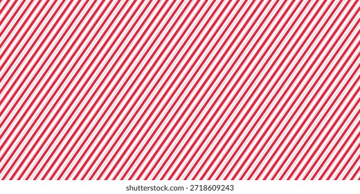 Patrón sin fisuras de Navidades rojas y rosadas. Fondo de rayas diagonales de bastón de caramelo. Repitiendo el Fondo de pantalla de decoración. Telón de fondo de las líneas de vacaciones de invierno. Diseño de impresión de envoltura de regalo de menta de Navidad. Vector
