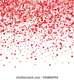 Red and pink circles on white background. Vector colorful round confetti splash isolated on white background. Falling round confetti.