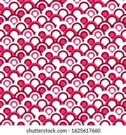 Red and pink circles seamless pattern. Vector illustration background in oriental style.