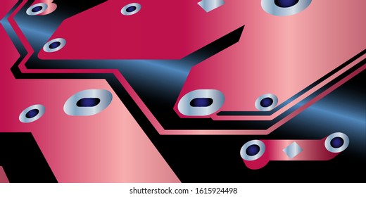 Red pink circuit board (PCB) with no components fit (Macro)