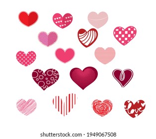 Red and pink color heart shape set
