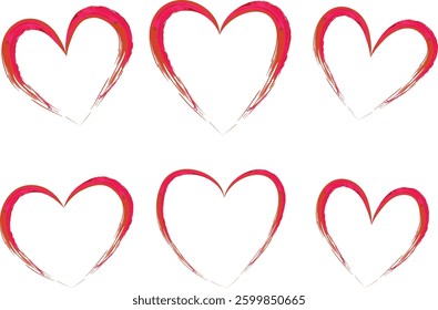 red pink colorful pattern hearts collection