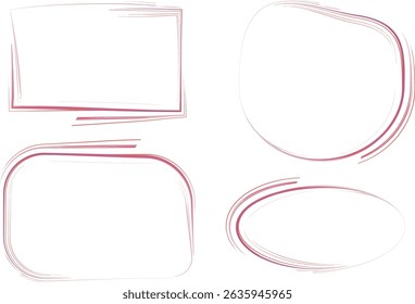 red pink colorful scribble curve doodle frames shapes set