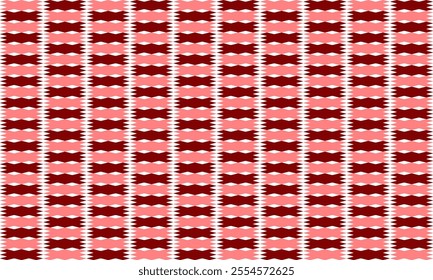 Red and pink column vertical strip, Hourglass shape block checkerboard design for fabric print, seamless repeat pattern, arrow