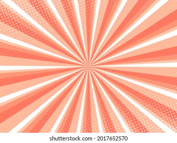 Fondo de historietas rojas y rosas con medio tono. Efecto de estilo de arte pop, fondo retro vectorial de dibujos animados con puntos de media tonalidad relámpago. Ilustración vectorial.